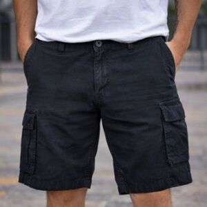 Men's Black‎ Cargo Shorts Size 36 Casual Multiple Pockets